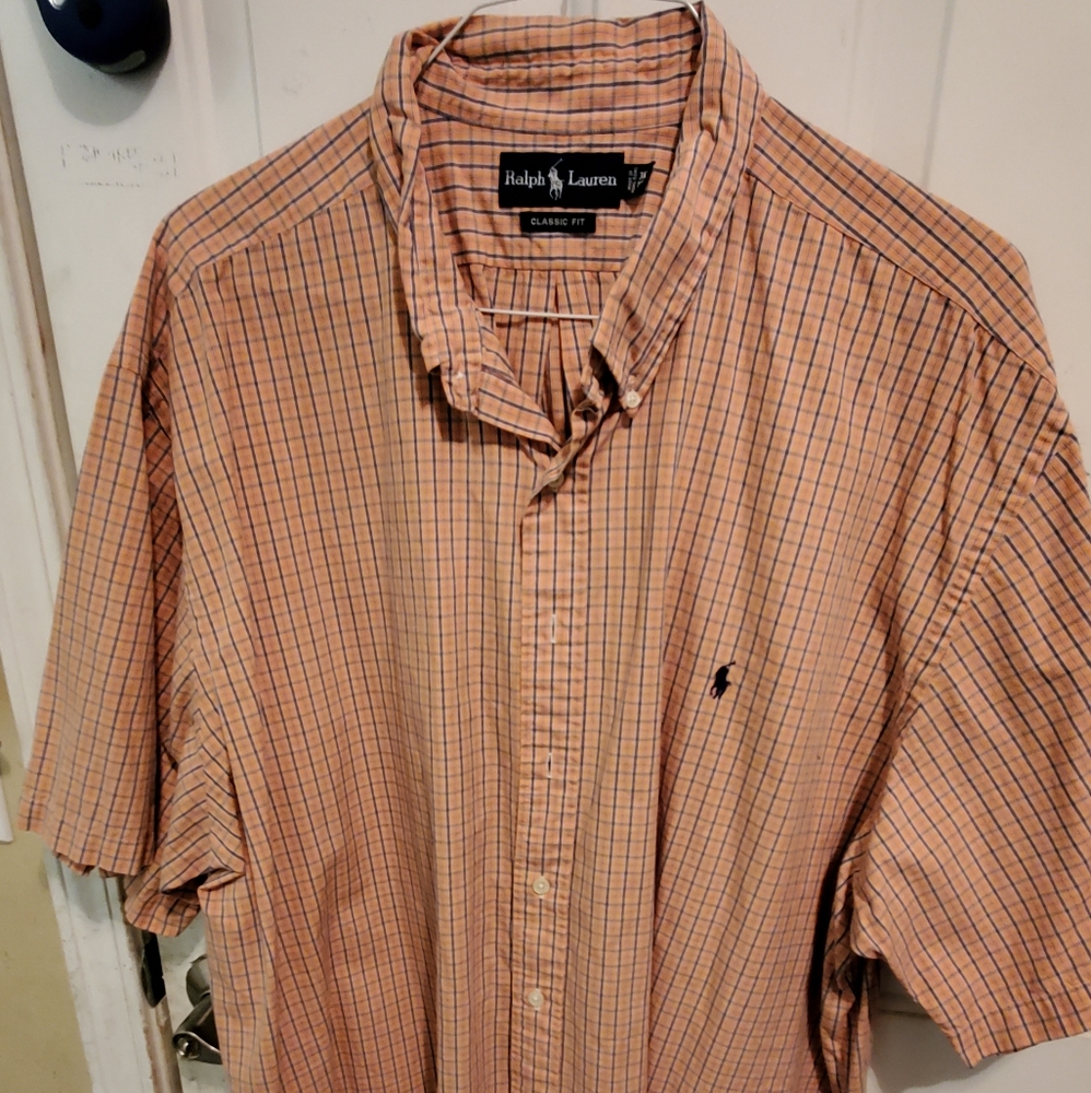 POLO Men's orange cotton short sleeve shirt